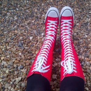 Red Knee High Converse - Vintage!